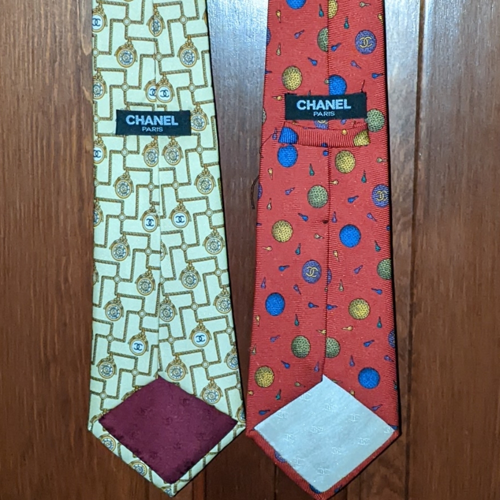 CHANEL Men's Ties. 2 100% Silk Ties. Made in Italy.